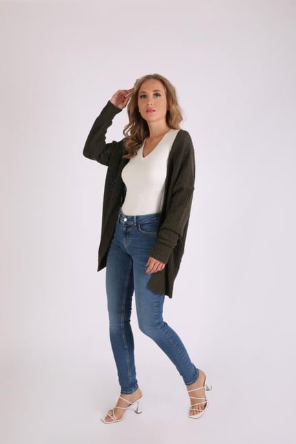Haki Oversize Hırka