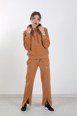 Havlu Kumaş Eşofman Altı - Açık Kahverengi