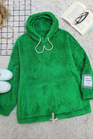 Kanguru Cepli Kapüşonlu Peluş Sweat