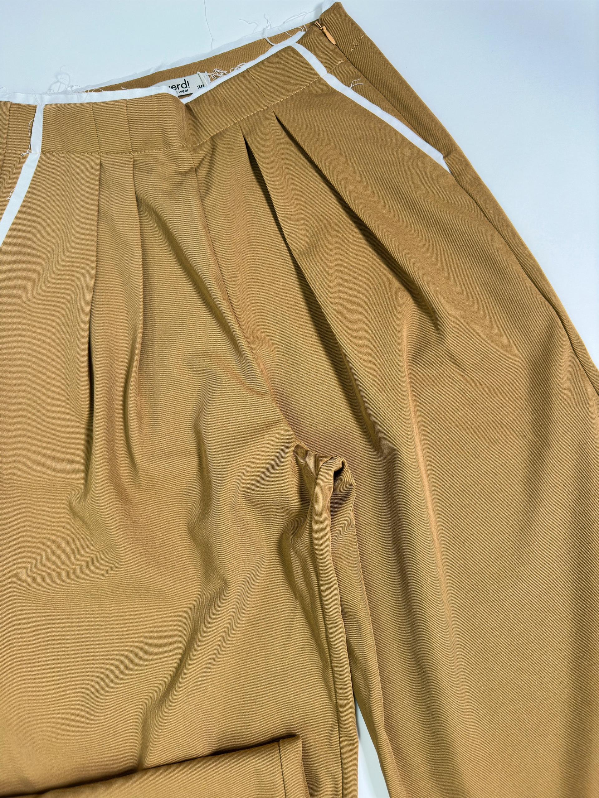 Kumaş Palazzo Pantolon - Taba Rengi - Görsel 8