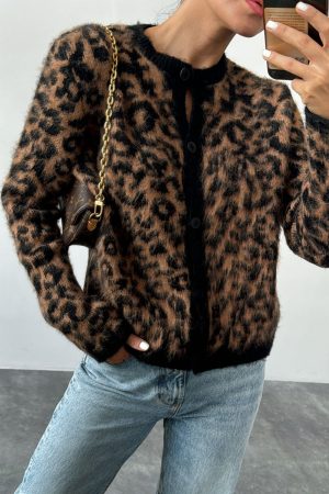 Leopar Hırka Sakallı - Düğmeli