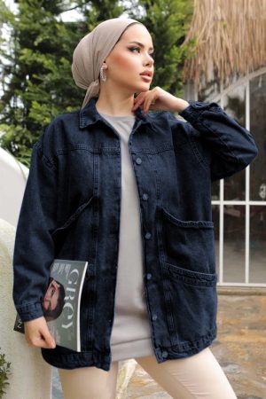 Kadın Oversize Kot Ceket - Antrasit
