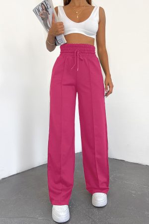 Kemerli Çimalı Eşofman Altı - Pembe